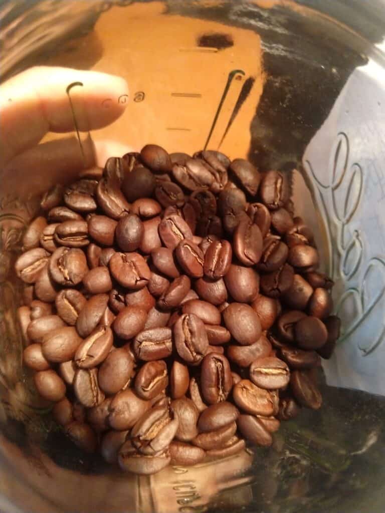 A fresh batch of home-roasted coffee beans from the Fresh Roast SR800