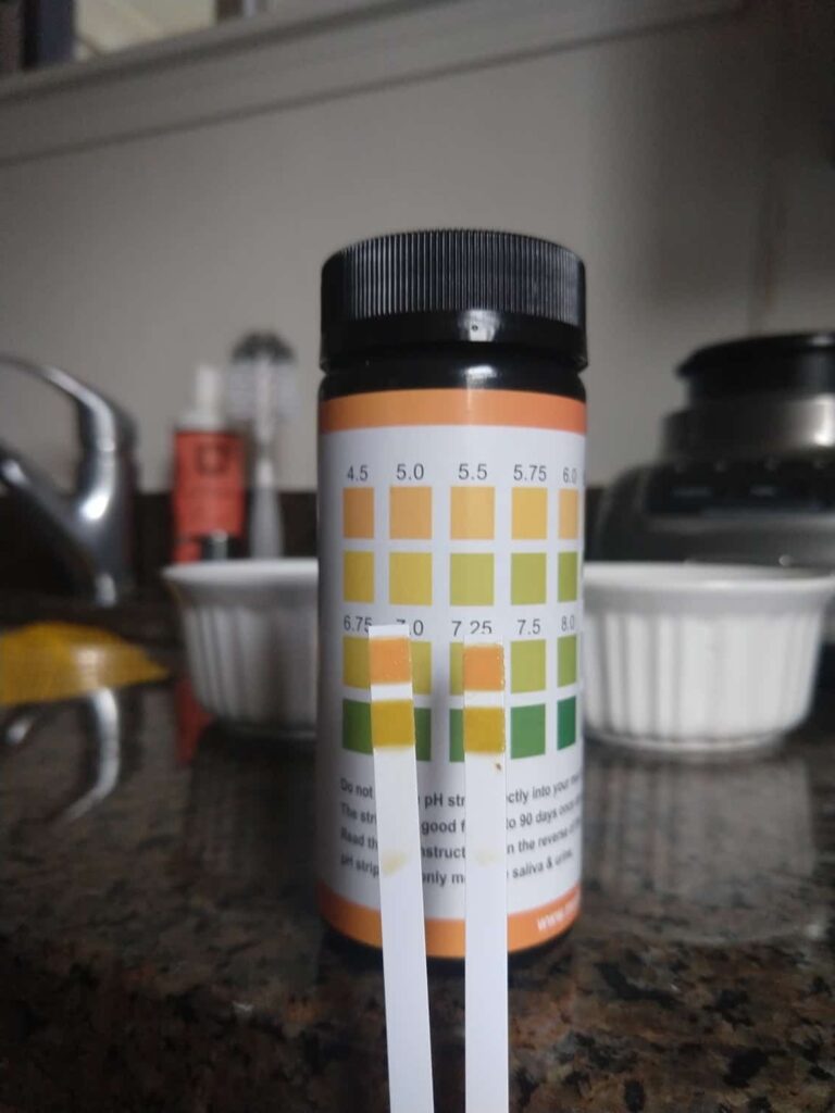 pH of Lifeboost (left) and a medium-roast Bolivia (right), with reference chart