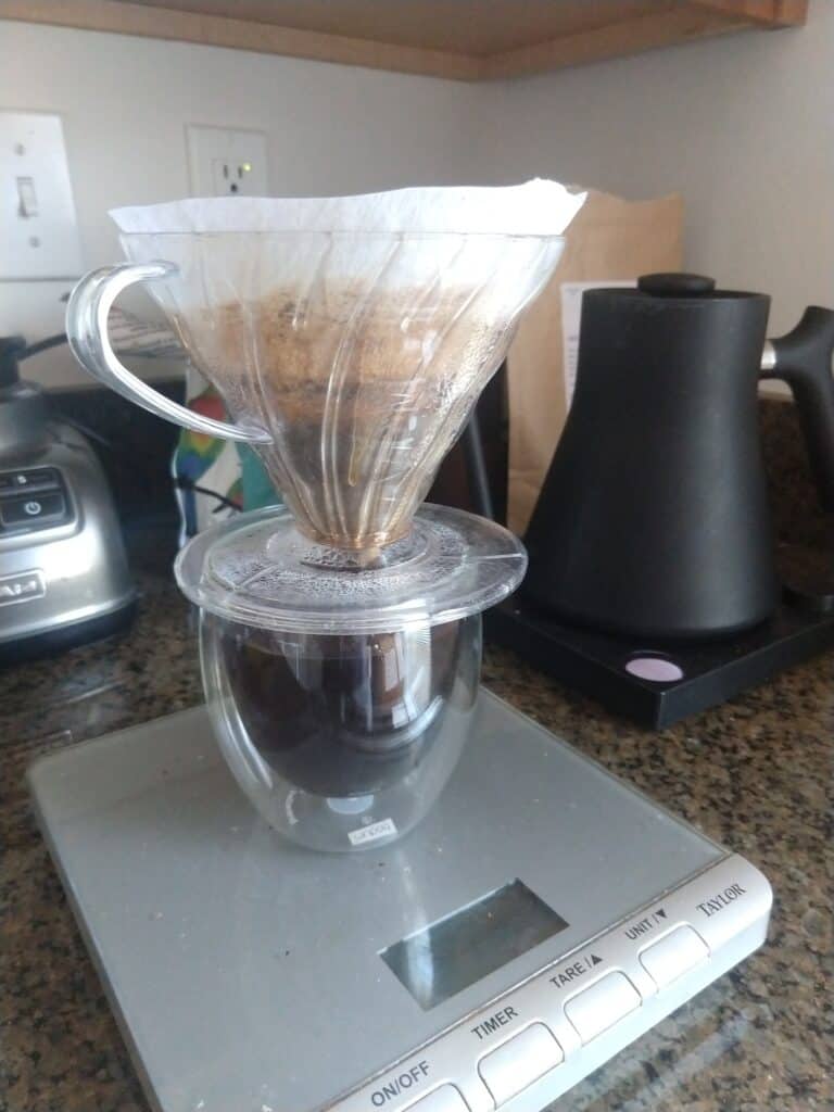 Brewing coffee with a Hario V60