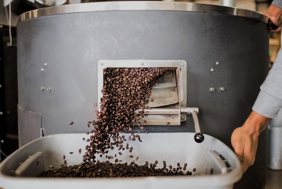 A commercial coffee roaster